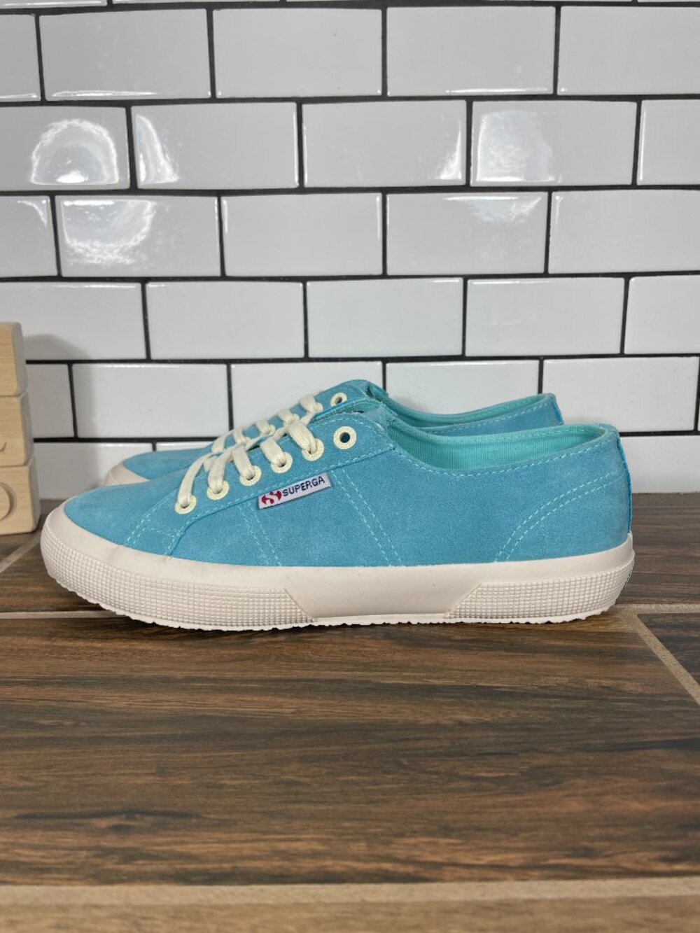 Superga Shoes Womens Size 8 Turquoise Suede Low Top Lace Up Casual Sneakers